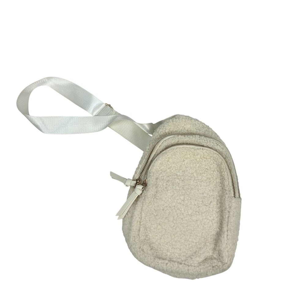 Sherpa Crossbody Bag With Adjustable Strap & Zippered Closure